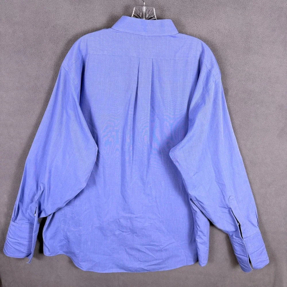 Brooks Brothers Shirt Mens 18 36 Blue Button Up Long Sleeve Dress FLAW - Picture 4 of 9